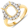0.54 Carat Genuine White Diamond 14K Yellow Gold Semi Mount Ring - holds 9x7mm Cushion Gemstone