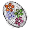 5.01 Carat Genuine Multi Stones .925 Sterling Silver Ring
