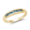 14K Yellow Gold Plated 0.35 Carat Genuine Blue Diamond .925 Sterling Silver Ring