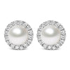 10K White Gold 4.5mm Cultured Freshwater Pearl and 1/7 Cttw Diamond Halo Stud Earring (I-J Color, I1-I2 Clarity)