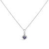10K White Gold Blue Purple Tanzanite and Diamond Accent Cushion Drop Pendant Necklace - 18" Inches