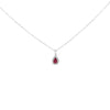 14K White Gold 6x4 Pear Red Ruby and Diamond Halo Pendant Necklace - 18" Inches