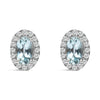 10K White Gold 5x3 MM Oval Purple Amethyst and Diamond Halo Stud Earrings (I-J Color, I1-I2 Clarity)