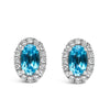 10K White Gold 5x3 MM Oval Purple Amethyst and Diamond Halo Stud Earrings (I-J Color, I1-I2 Clarity)