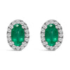 10K White Gold 5x3 MM Oval Purple Amethyst and Diamond Halo Stud Earrings (I-J Color, I1-I2 Clarity)