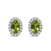 10K White Gold 5x3 MM Oval Purple Amethyst and Diamond Halo Stud Earrings (I-J Color, I1-I2 Clarity)