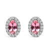 10K White Gold 5x3 MM Oval Purple Amethyst and Diamond Halo Stud Earrings (I-J Color, I1-I2 Clarity)