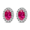 10K White Gold 5x3 MM Oval Purple Amethyst and Diamond Halo Stud Earrings (I-J Color, I1-I2 Clarity)