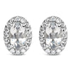 10K White Gold 5x3 MM Oval Purple Amethyst and Diamond Halo Stud Earrings (I-J Color, I1-I2 Clarity)