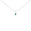10K White Gold 5x3mm Green Emerald and Diamond Accent Halo Octagonal Shape 18" Pendant Necklace (I-J Color, I1-I2 Clarity)