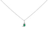 10K White Gold 5x3mm Green Emerald and Diamond Accent Halo Pear Shape 18" Pendant Necklace (I-J Color, I1-I2 Clarity)