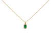 10K Yellow Gold 5x3mm Green Emerald and Diamond Accent Halo Octagonal Shape 18" Pendant Necklace (I-J Color, I1-I2 Clarity)