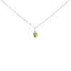 10K White Gold 5x3mm Green Emerald and Diamond Accent Halo Oval Shape 18" Pendant Necklace (I-J Color, I1-I2 Clarity)
