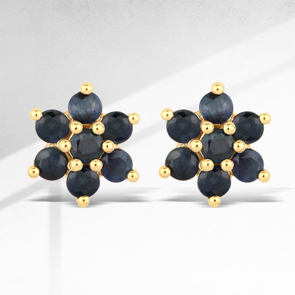 0.84 Carat Genuine Blue Sapphire 10K Yellow Gold Earrings