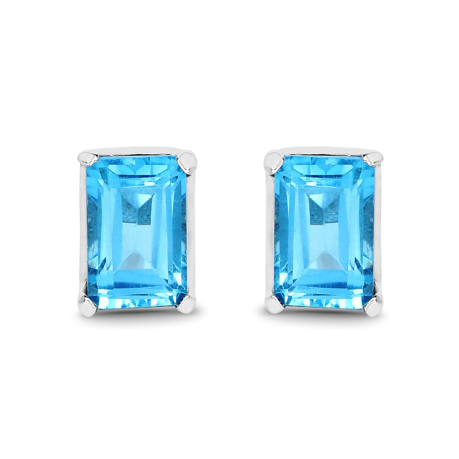 1.40 Carat Genuine Swiss Blue Topaz .925 Sterling Silver Earrings