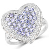 1.81 Carat Genuine Tanzanite and White Topaz .925 Sterling Silver Ring