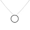.925 Sterling Silver 4.0 Cttw Black Diamond Open Hoop Circle 18" Pendant Necklace (Black Color, I2-I3 Clarity)