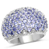 3.01 Carat Genuine Tanzanite and White Diamond .925 Sterling Silver Ring