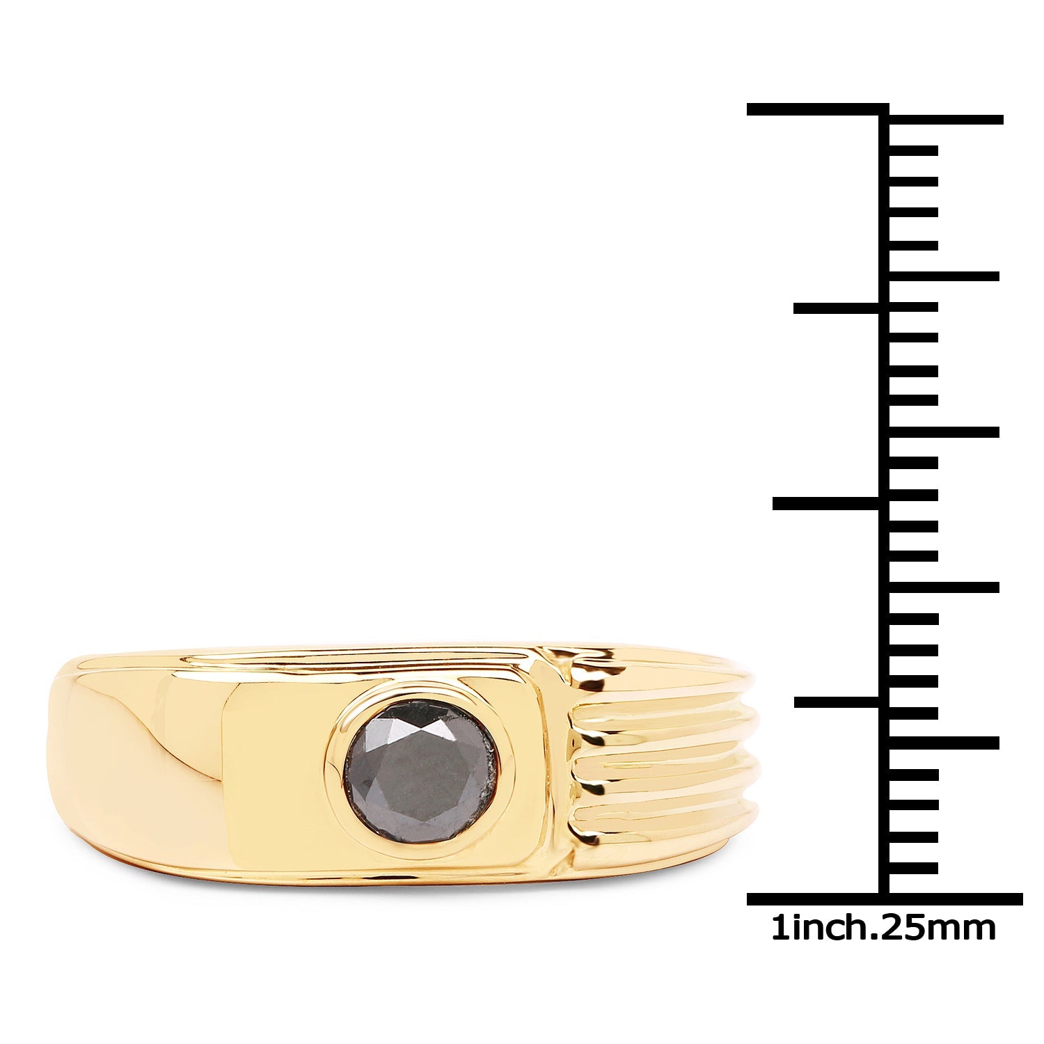 14K Yellow Gold Plated 0.25 Carat Genuine Black Diamond .925 Sterling Silver Ring