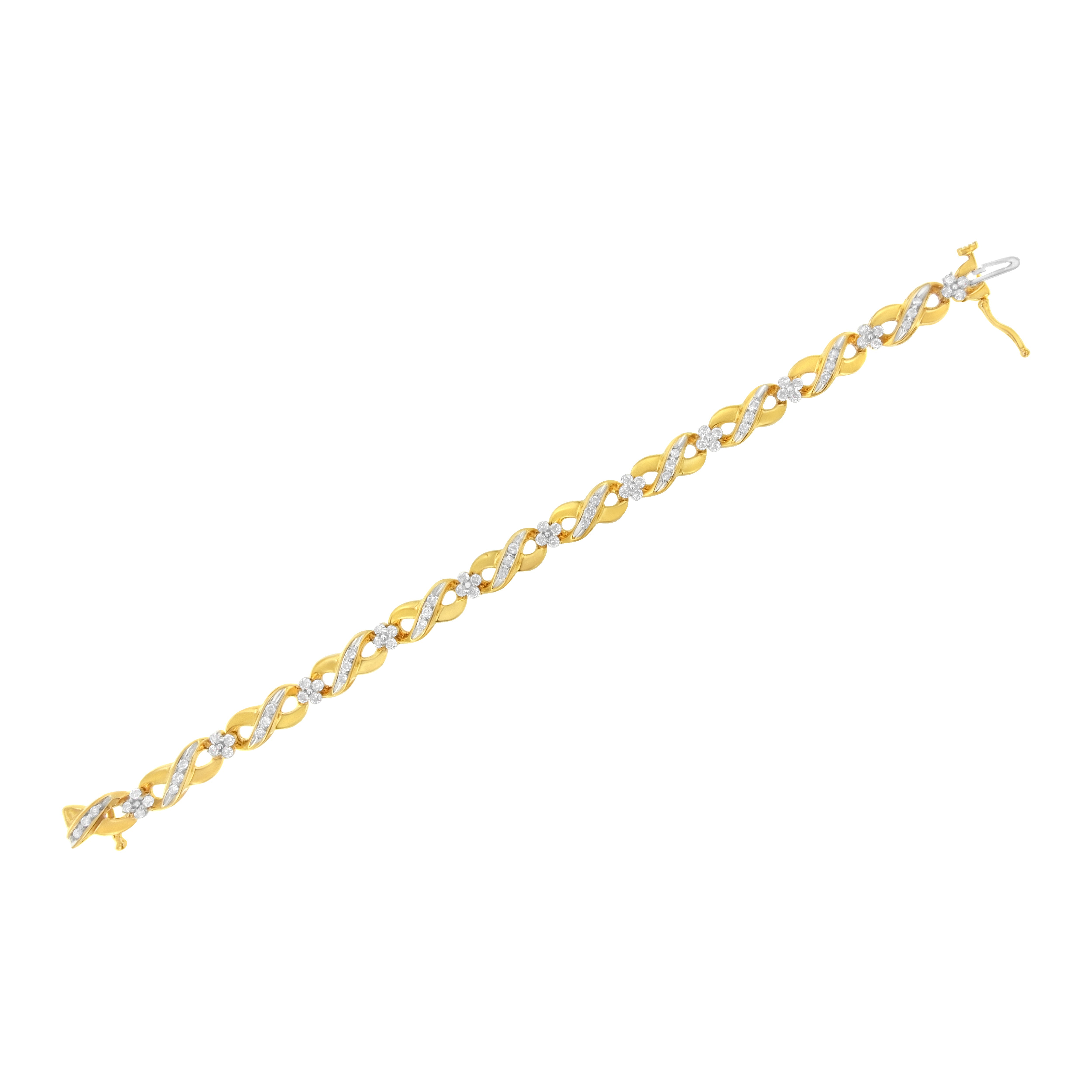 10K Yellow Gold Round-Cut Diamond Infinite Love Bracelet (1.00 cttw, I-J Color, I2-I3 Clarity)
