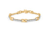 10K Yellow Gold 1.00 Cttw Pave Set Diamond Bar and  X-Link 7" Bracelet (I-J Color, I3 Quality)