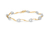 10k Two-Tone Gold 1/3 Cttw Diamond Pave Set Heart S-Link 7.25" Bracelet (I-J Color, I2-I3 Clarity)