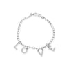 10k White Gold 1/6 Cttw Diamond "Love" Charm Cable Chain Bracelet (H-I Color, I1-I2 Clarity) - 7"