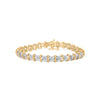 10K Yellow Gold Plated .925 Sterling Silver 2.0 Cttw Round Diamond Cluster "X" Shaped Link Bracelet (H-I Color, I3 Clarity) - 7"