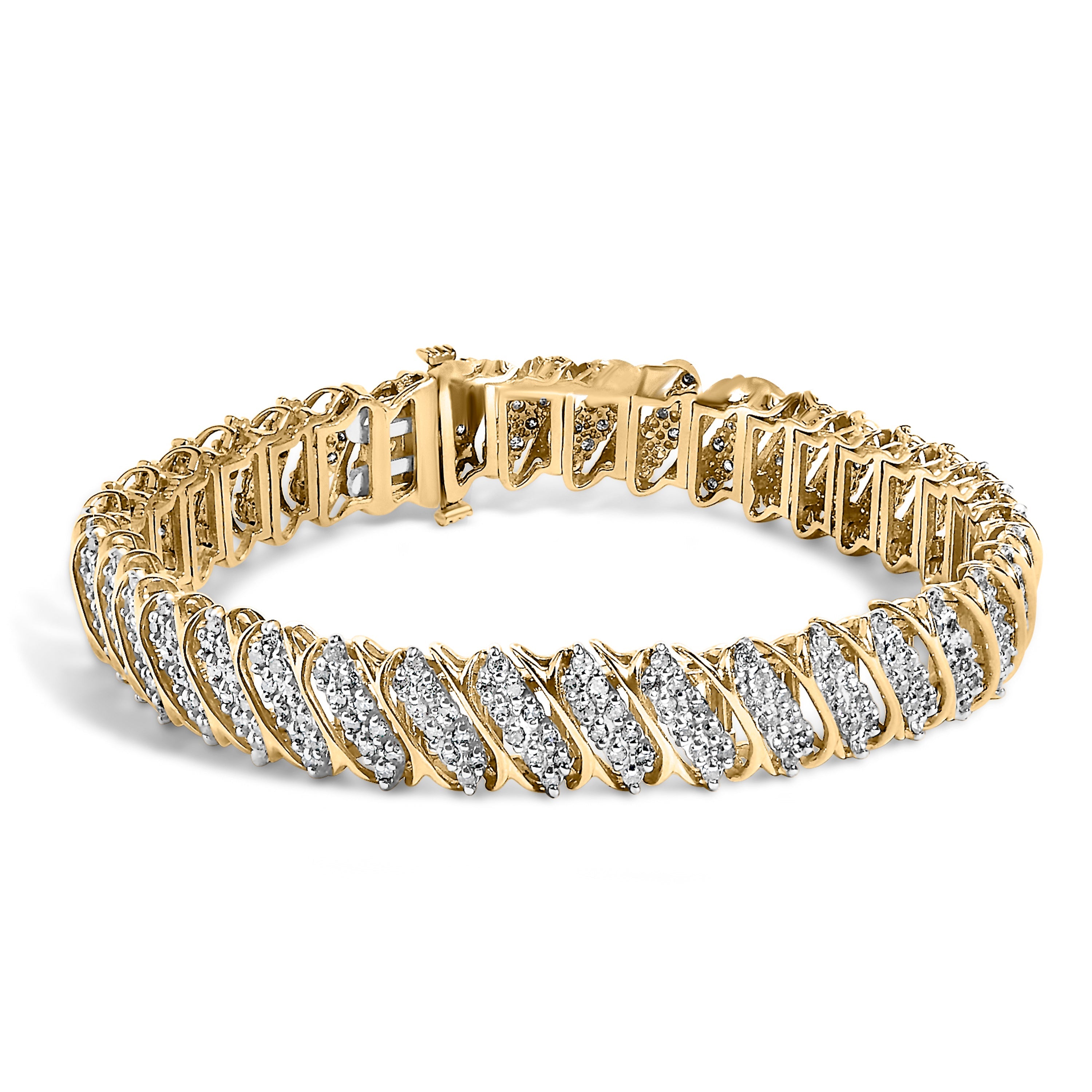 10K Yellow Gold 3.0 Cttw Diamond S-Link Bracelet