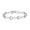 .925 Sterling Silver 1/4 Cttw Round-Cut Diamond Alternating Heart and Leaf Link Bracelet (I-J Color, I3 Clarity) - Size 7.25"