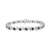 .925 Sterling Silver, Lab-Grown Gemstone and 4 Cttw Round Diamond Tennis Bracelet (H-I Color, I1-I2 Clarity) - Created Blue Sapphire, September Birthstone