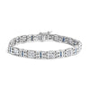 14K White Gold Princess-Cut white and Blue Diamond 3.00 cttw Fashion Link Bracelet (H-I Color, SI1-SI2 Clarity)