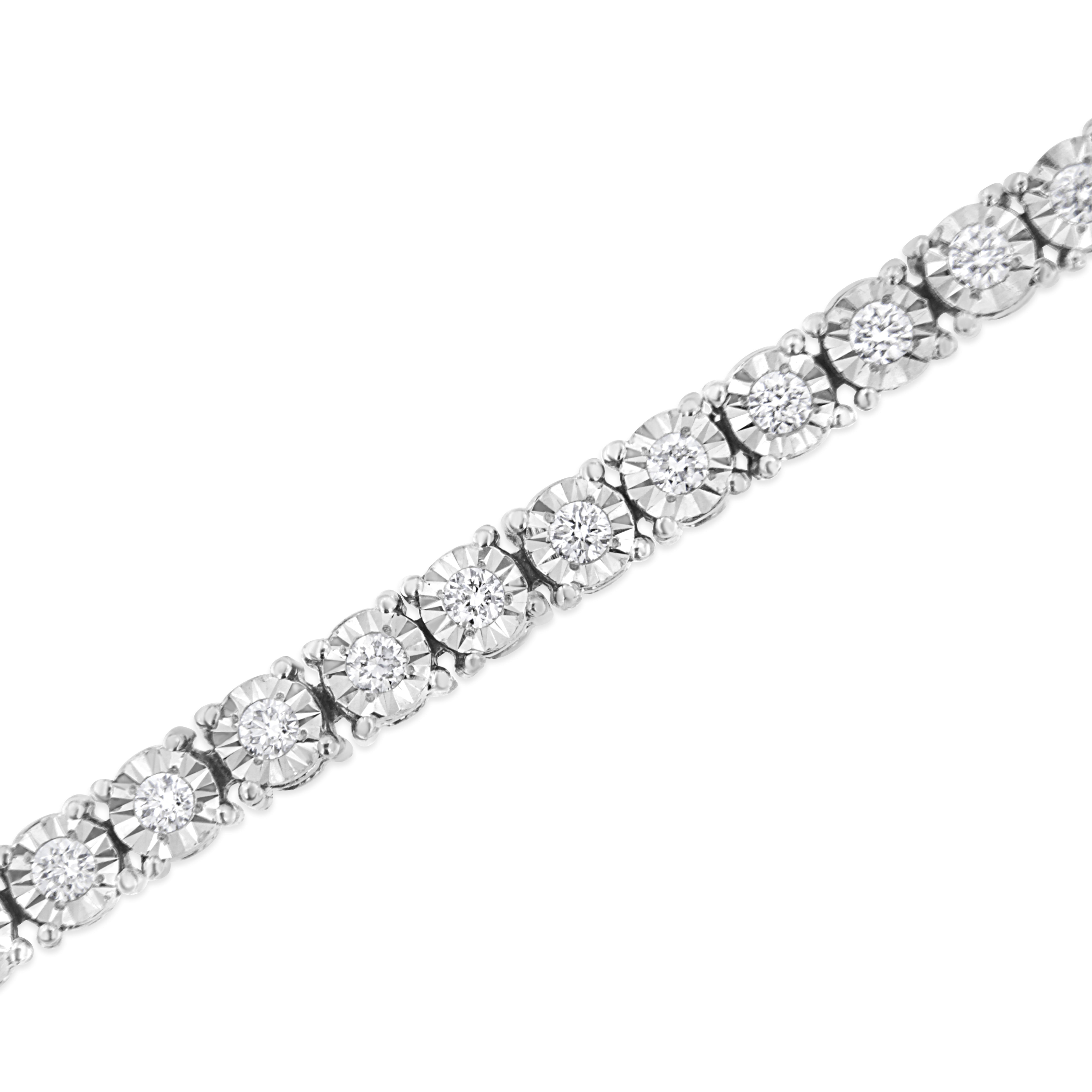 .925 Sterling Silver 3.0 Cttw Lab Grown Diamond Illusion-Set Miracle Plate Tennis Bracelet (G-H Color, VS1-VS2 Clarity) - Size 7.25"