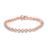 14K Yellow Gold Plated .925 Sterling Silver 1/10 Cttw Diamond Open Circle Beaded Wheel Link Tennis Bracelet (I-J Color, I3 Clarity) - 7.25"