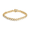 14K Yellow Gold Plated .925 Sterling Silver 1/10 Cttw Diamond Open Circle Beaded Wheel Link Tennis Bracelet (I-J Color, I3 Clarity) - 7.25"