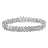 .925 Sterling Silver 3.0 Cttw Diamond Multi Row Cluster Slanted Wave Link 7-Â¼â€ Tennis Bracelet (I-J Color, I2-I3 Clarity)