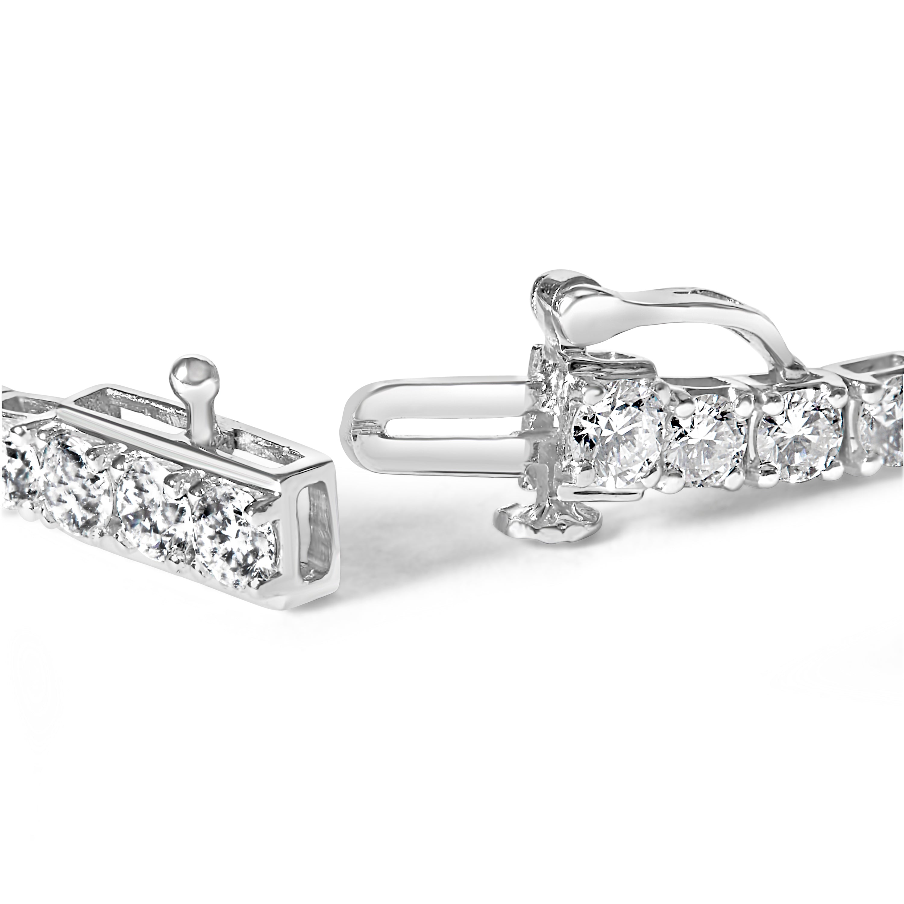 10K White Gold 6.00 Cttw Classic Natural Diamond Tennis Bracelet