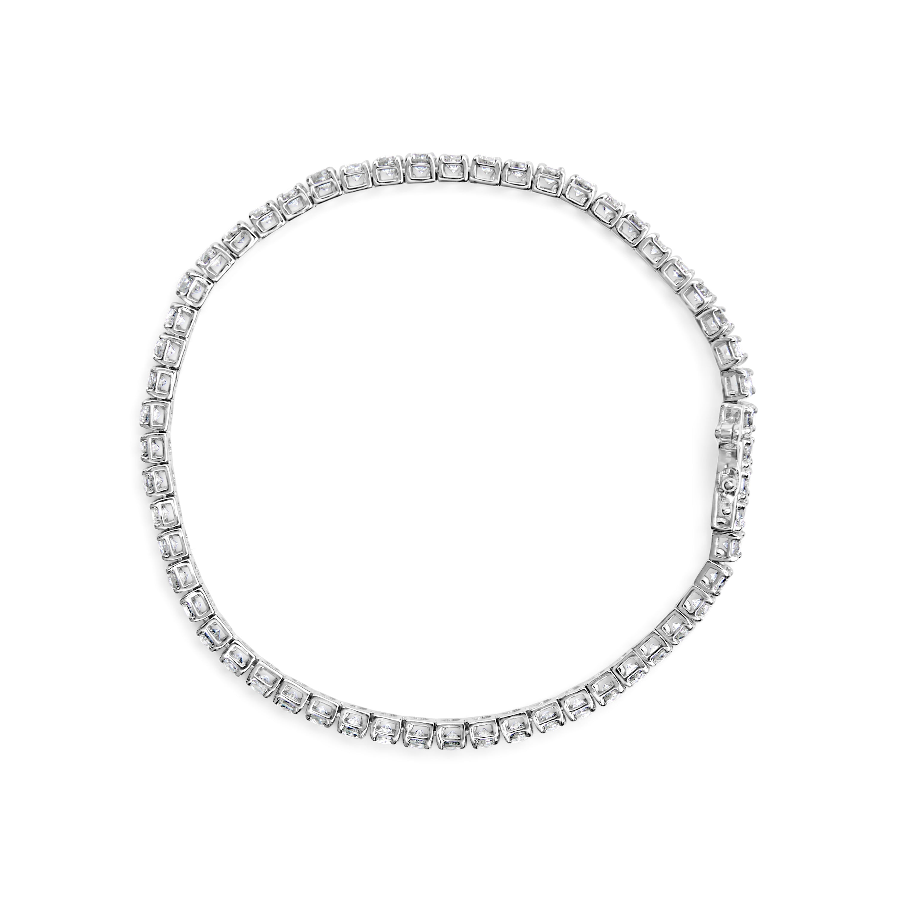 10K White Gold 6.00 Cttw Classic Natural Diamond Tennis Bracelet