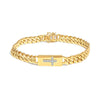 14K Yellow Gold Plated .925 Sterling Silver Diamond Accent Inlaid Cross Cuban Link Bracelet (I-J Color, I3 Clarity)-  7.25"
