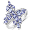 1.73 Carat Genuine Tanzanite and White Zircon .925 Sterling Silver Ring
