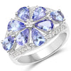 3.24 Carat Genuine Tanzanite and White Topaz .925 Sterling Silver Ring