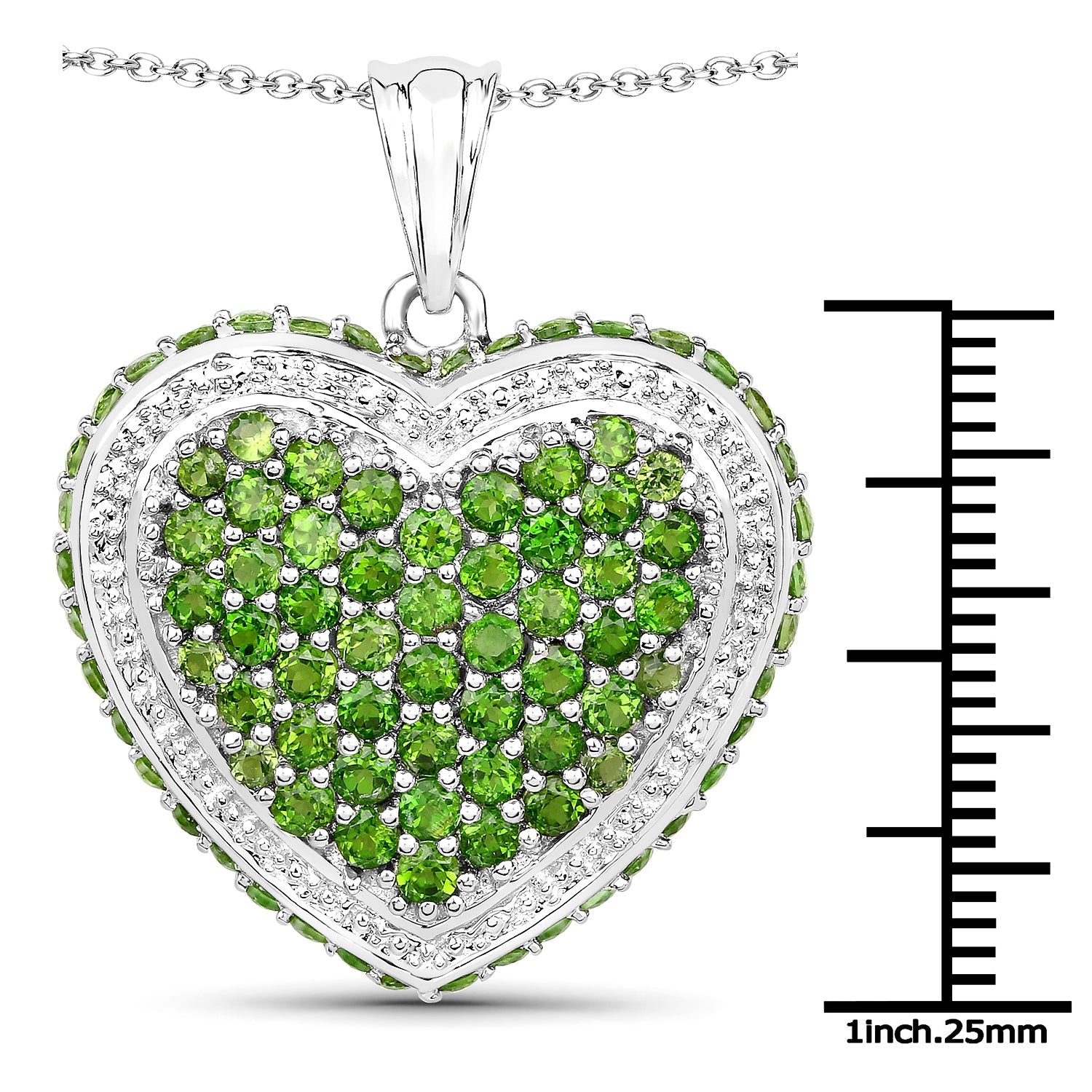 4.62 Carat Genuine Chrome Diopside .925 Sterling Silver Pendant