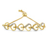 10K Yellow Gold over .925 Sterling Silver Diamond Accented Open Hearts 6â€-9â€ Adjustable Chain Bolo Bracelet