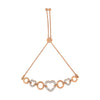 10K Rose Gold over .925 Sterling Silver 1/10 Cttw Round-Cut Diamond Heart Link Adjustable Bolo Bracelet (H-I Color, I2-I3 Clarity) - 6"-9" Adjustable