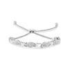 14K Yellow Gold Plated .925 Sterling Silver Diamond Accent Alternating Marquise Shape and Heart Links Bolo Bracelet (I-J Color, I3 Clarity) - Adjustable 6" to 9"