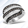 0.80 Carat Genuine Brown Diamond and White Diamond .925 Sterling Silver Ring