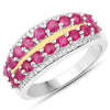 2.67 Carat Genuine Multi Stones .925 Sterling Silver with 14K Yellow Gold Ring