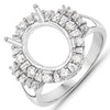0.83 Carat Genuine White Diamond 14K White Gold Semi Mount Ring - holds 11x9mm Oval Gemstone