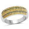 0.43 Carat Genuine Green Diamond and Yellow Diamond .925 Sterling Silver Ring