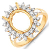 0.79 Carat Genuine White Diamond 14K Yellow Gold Semi Mount Ring - holds 11x9mm Oval Gemstone